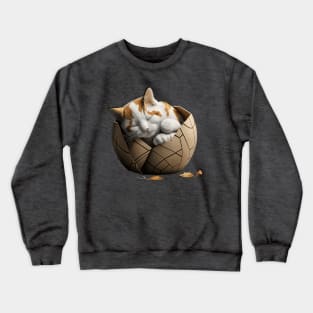 Kintsugi Japan Style Sleepy Cute Kitty Cat Crewneck Sweatshirt